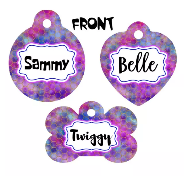 Pet ID Tag Gold Foil Personalized Custom Double Sided Pet Tag w/name & number