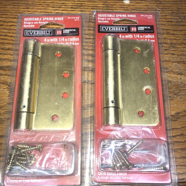Lot of 2 Everbilt 275839 Adjustable Spring Hinge 4" Commercial Grade SATIN BRASS