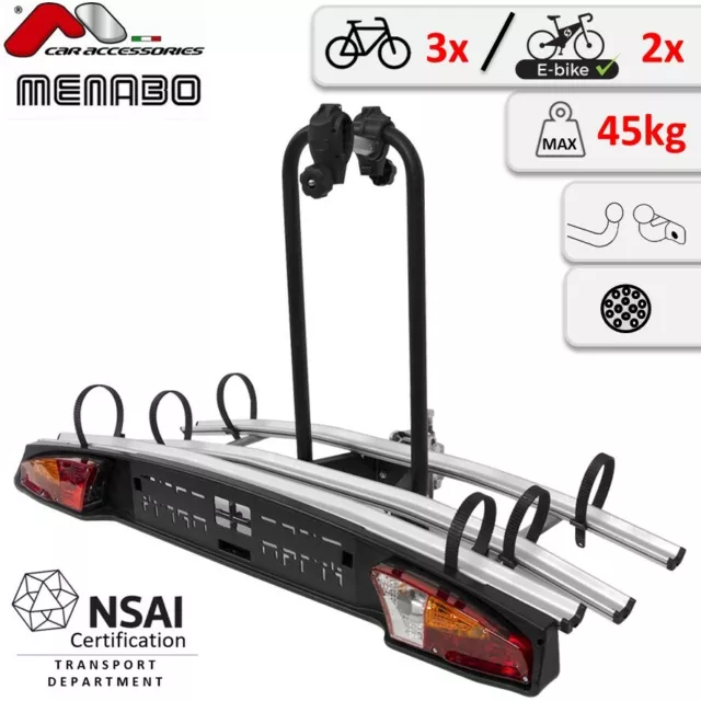 Menabo Merak Type S Towbar Mounted Bike Rack Cycle Carrier for 3 bikes 7/13 pin