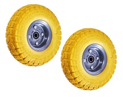 2x 10" Giallo Sacco Camion Carrello Ruote in PU di sostituzione dei pneumatici TUBO meno-AMTECH 
