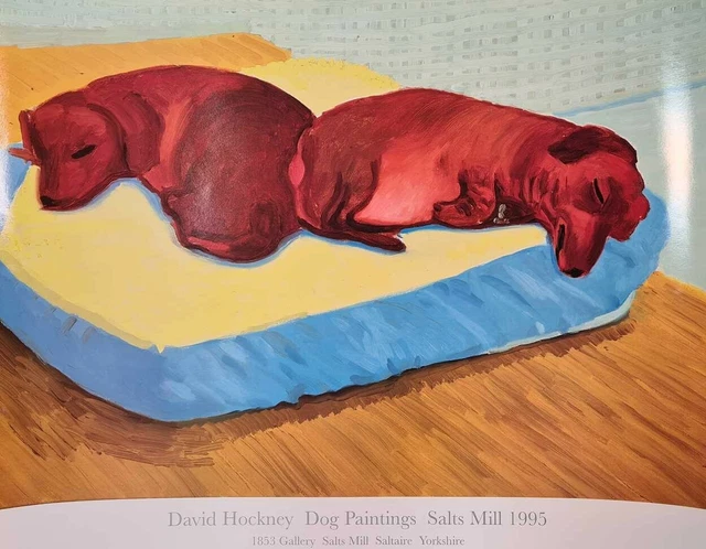 David Hockney  (British 1937-) Dog Paintings Exhibition Poster 1995 Salt Mills -