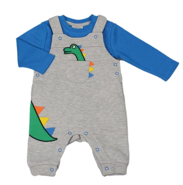 Baby Ragazzi 2 Pezzi Dinosauro Salopette Abito Vestiti 0-3 Mese 3-6 6-9