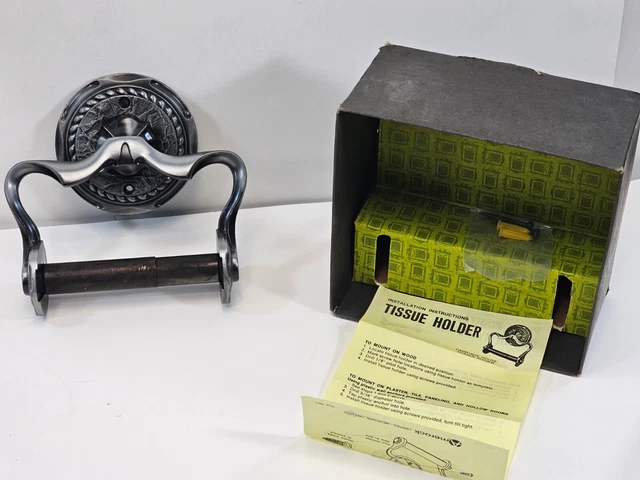 Vintage Amerock Carriage House Wall Mounted Toilet Tissue Holder Antique Silver