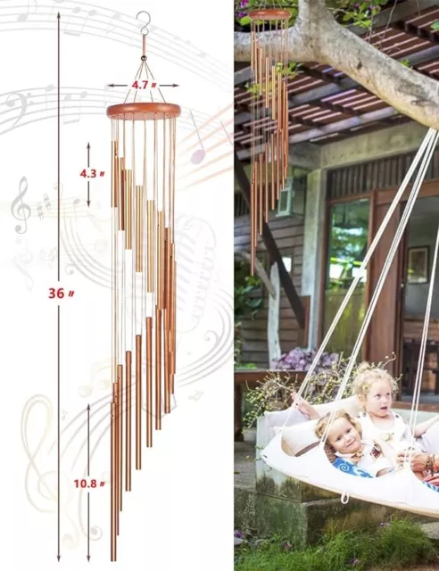 Wind Chimes Outdoor Garden Decor - Large Metal Wind Chimes Aluminum Alloy Tubes 3