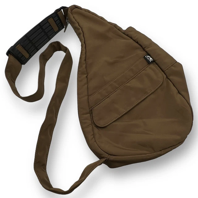 AmeriBag Healthy Back Bag Sling Crossbody Brown Tan Nylon Unisex