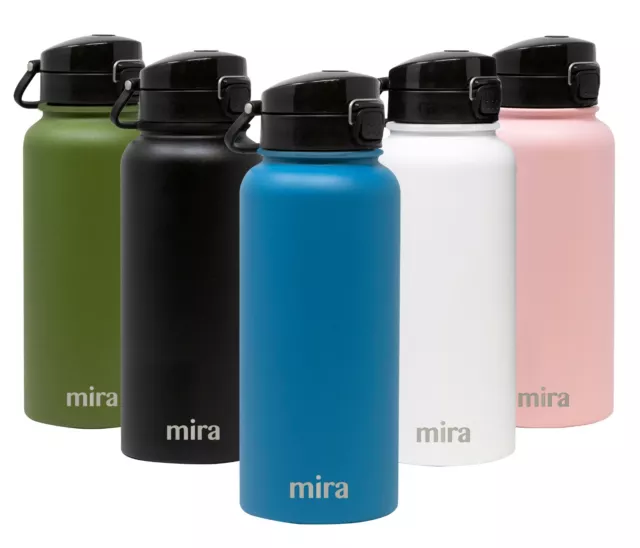 MIRA 32 oz Insulated Vacuum Stainless Steel Water Bottle with One Touch Lid