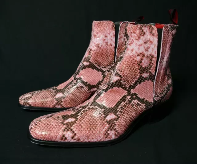 JEFFERY-WEST 'MUSE' pink Snake Print CARLITO Chelsea boot UK 8