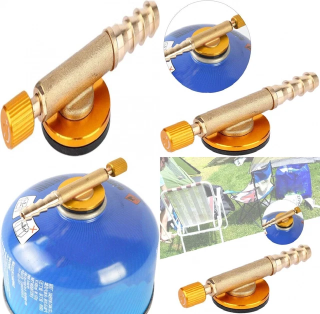 Magt Adattatore Per Ricarica Gas In Ottone – Universale Per Stufe E Fornelli Da Campeggio, Giallo, 78 Mm, Leggero 40g
