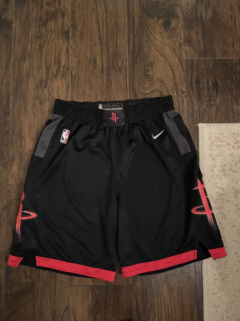 Mens Large Nike Dri Fit Houston Rockets Black Shorts Euc Pristine!