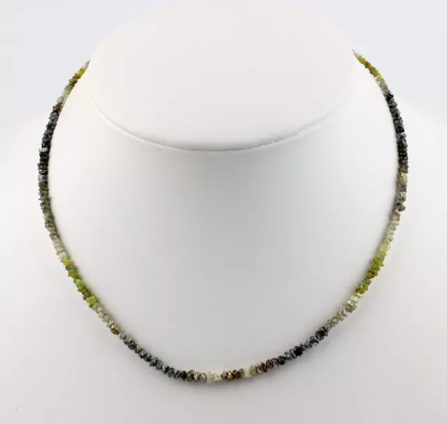 Natur Roh Diamant Kette Edelsteinkette Mehrfarbige Edel Collier 42,5 cm/27 Karat