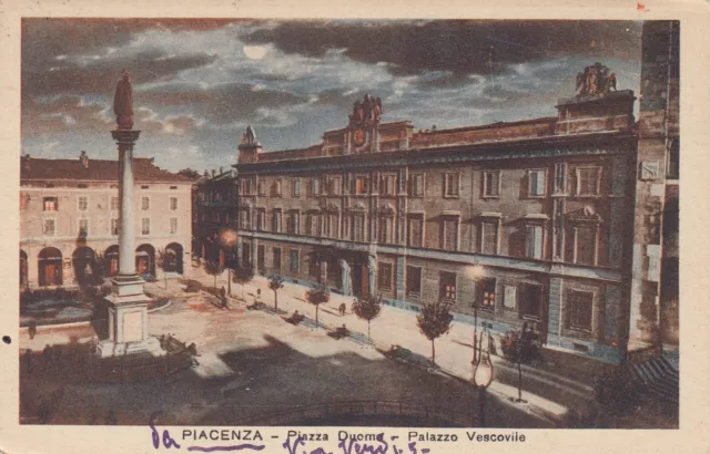 Cartolina *11 Piacenza Emilia Romagna Piazza Duomo Palazzo Vescovile Viagg. 1931