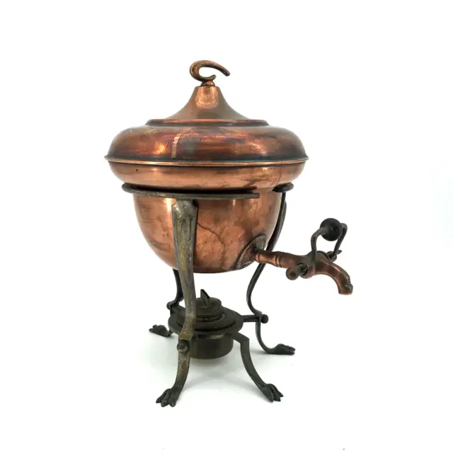 Vintage Metal Copper Brass Tea Urn Coffee Server Pot Burner Spigot Samovar