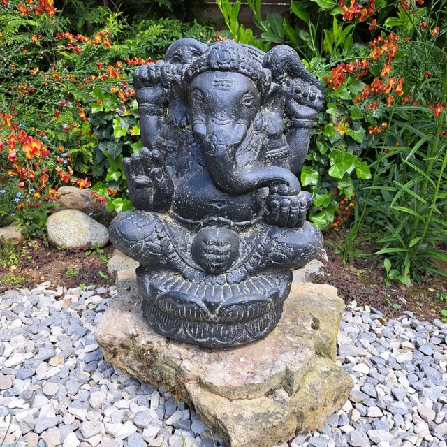 Aphorenträgerin Gelb/Sandfarben (H483g), Gartenfigur Aus Steinguss