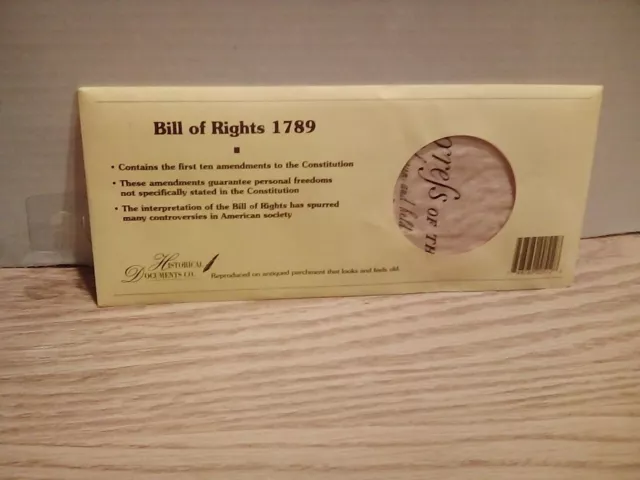 Historical Documents Co. Bill of Rights 1789 Reproduced on antiqued parchment