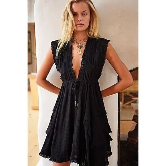 Free People Antoinette Mini Dress NWT Black Small