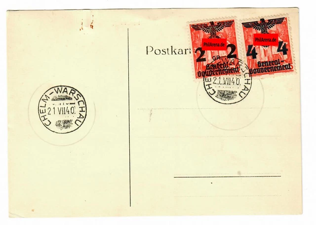 GG Bahnpoststempel: Zugstempel Chelm-Warschau 1940