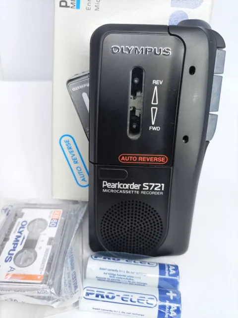 Olympus Pearlcorder S721 MicroCassette Voice Recorder Dictaphone Dictation BLACK
