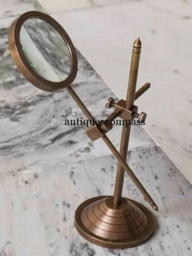 Loupe Ancienne Réglable En Laiton – Déco Vintage Table Nautique – Fabriquée à La Main (Inde)