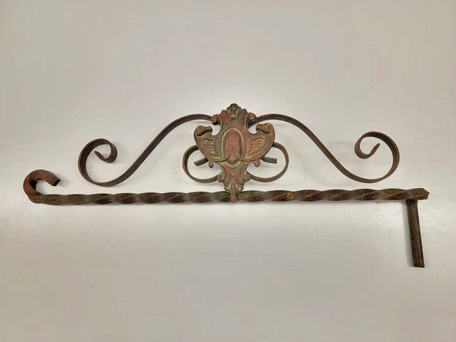 4x Antique Wrought Iron Swing Arm Curtain Brackets - Art Nouveau 4
