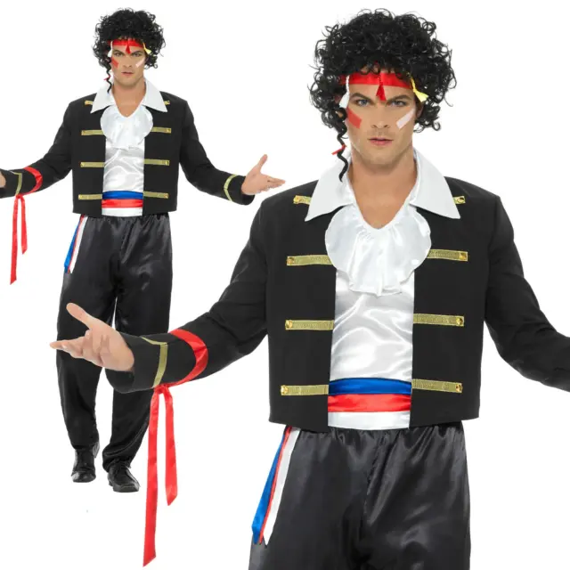80s New Romantic Costume Adam Ant Prince Charming Mens Fancy Dress M-XL