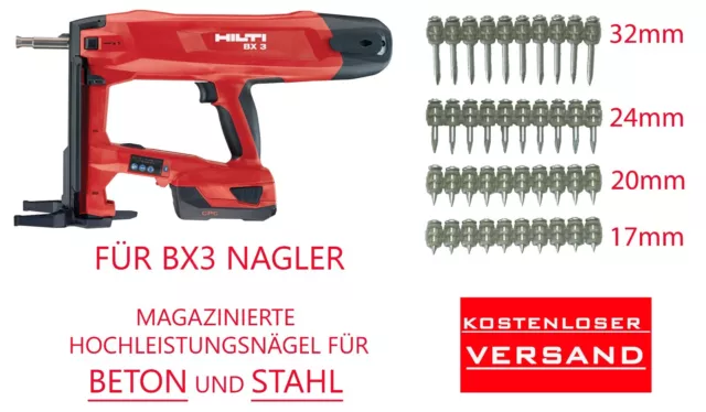 400 st. Hochleistungsnagel per BX 3 Acciaio + Cemento Come Hilti x-P 17, 20, 24,