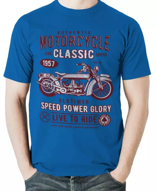T-Shirt Classica Moto Biker Moto Retro Uomo Vintage Bike S-3XL