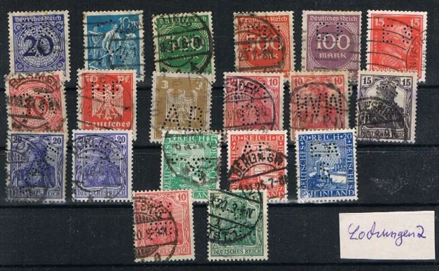 Deutsches Reich -  Briefmarken mit verschiedenen Lochungen (2)