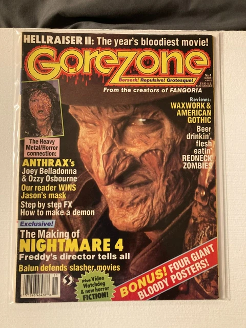 1988 GOREZONE Magazine #4  Freddy Kruger w/ Posters / Fisherman