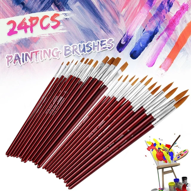 24 pz Set di pennelli artistici per acquerelli acrilici pittura ad olio Spazzola