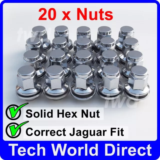 20x ALLOY WHEEL NUTS JAGUAR (M12X1.5) OE-FIT CHROME LUG BOLT STUD SOLID QUALITY