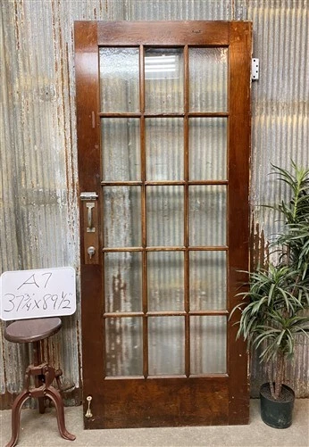15 Pane Glass Door (37.75x89.5) Vintage American Door, Architectural Salvage, A7