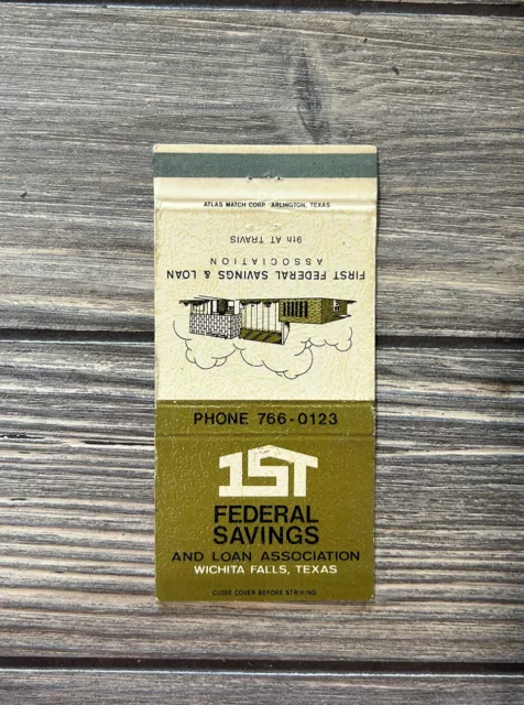 Vintage 1st Federal Savings And Loan Association Wichita Falls Texas Matchbook