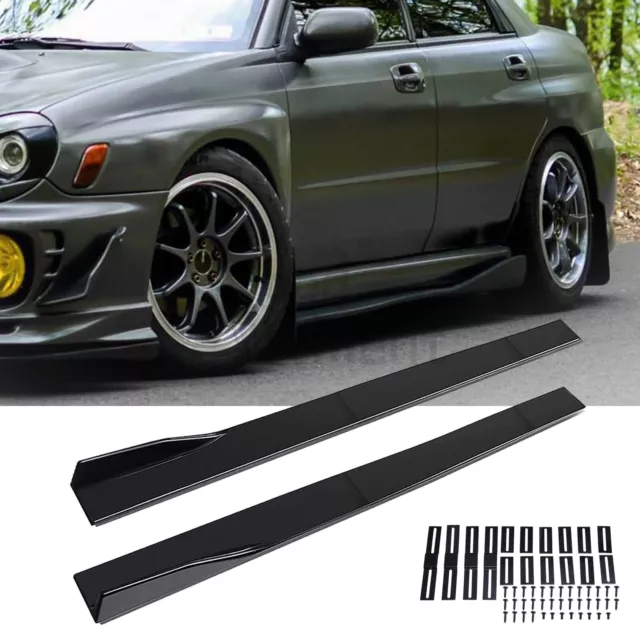 For Subaru 04-21 WRX STI 4DR Side Skirts Splitter Extension Lip Splitter Black