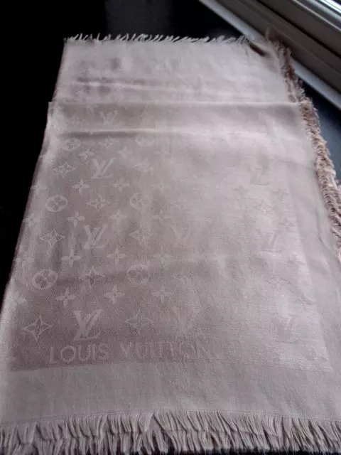 LOUIS VUITTON Neutrals Monogram Classic Silk Printed Scarf