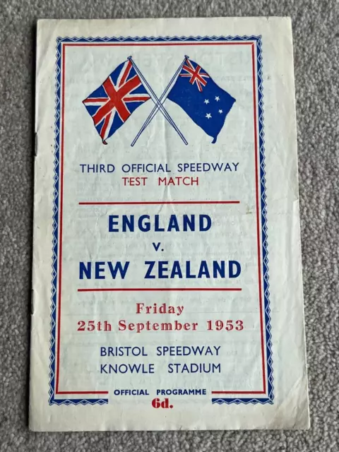 1953 Third Speedway Test Match England v New Zealand at Knowle Stadium Bristol