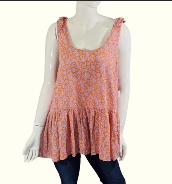 Dip Sleeveless Peplum Hem Linen Blend Plus Size Top Size 3X Dip Sleeveless Peplum Hem Linen Blend Plus Size Top Size 3X