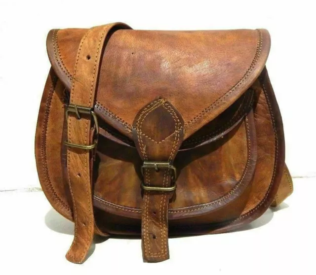 Genuine Handmade Vintage Real Leather Women Shoulder Sling Purse Bag Saddle