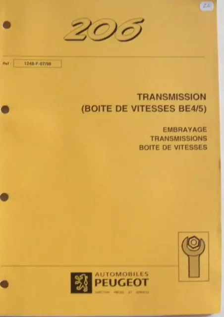 Manuel PEUGEOT 206 boite de vitesses BE4/5  ref 1248 de 07/98