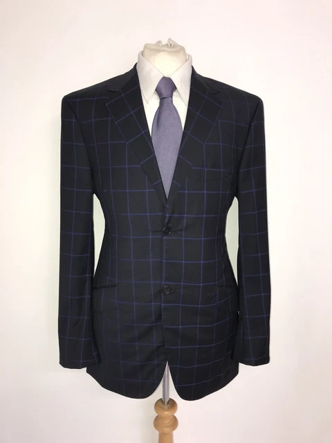 Mark Stephen Marengo - Blu Navy Quadri Lana Abito - 42 Reg - W34 L31 -consumato