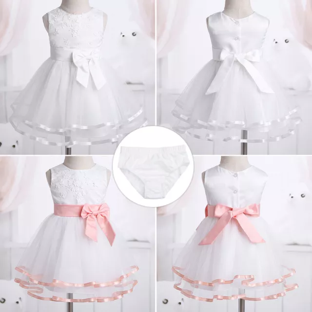 Baby Mädchen Prinzessin Kleid Blumenmädchenkleid mit Panties Taufkleid Festlich