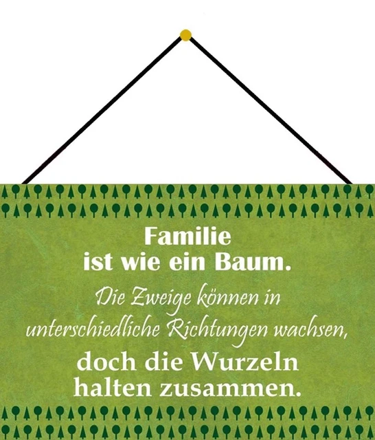 SCHILD SPRUCH &FAMILIE ist wie ein Baum, Zweige Richtung" 20 x 30 cm