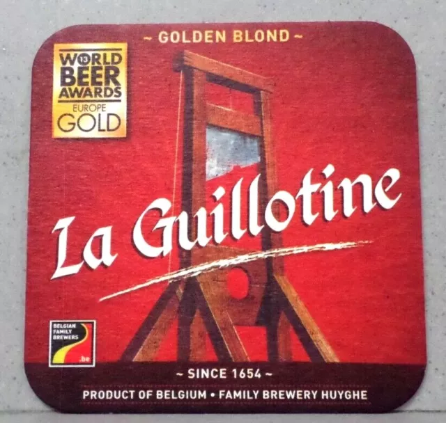 Sous bock LA GUILLOTINE / Bière belge / Brouwerij Huyghe / World Beer Award Gold