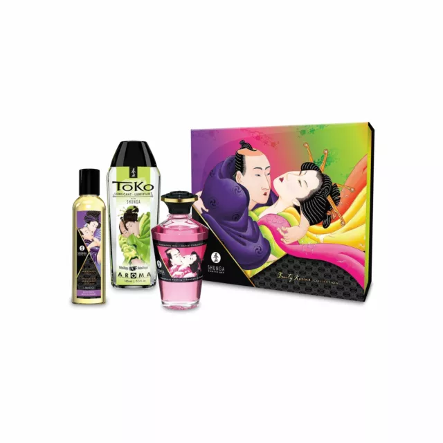 Shunga Fruity Kisses  Set bestehend aus Massageöl Gleitmittel Wärmendes Bodyöl