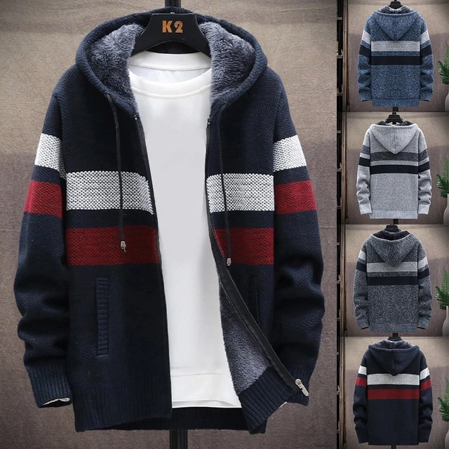 Mens Thick Warm Fleece Lined Hooded Hoodie Winter Zip Up Coat Jacket Sweatshirt