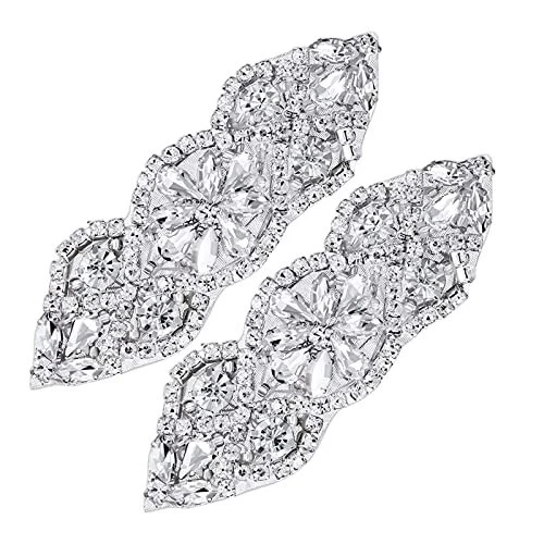 2 Pieces Rhinestone Applique 2 Pack Rhinestone Applique Rhinestone Iron on Pa...
