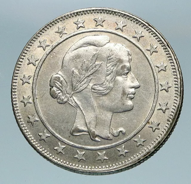 1928 BRAZIL Woman of Republic OLD Antique Brazilian Silver 2000 Reis Coin i84122