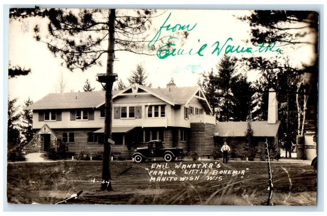 c1940's Emil Wanatka Little Bohemia Dillinger Manitowish WI RPPC Photo Postcard