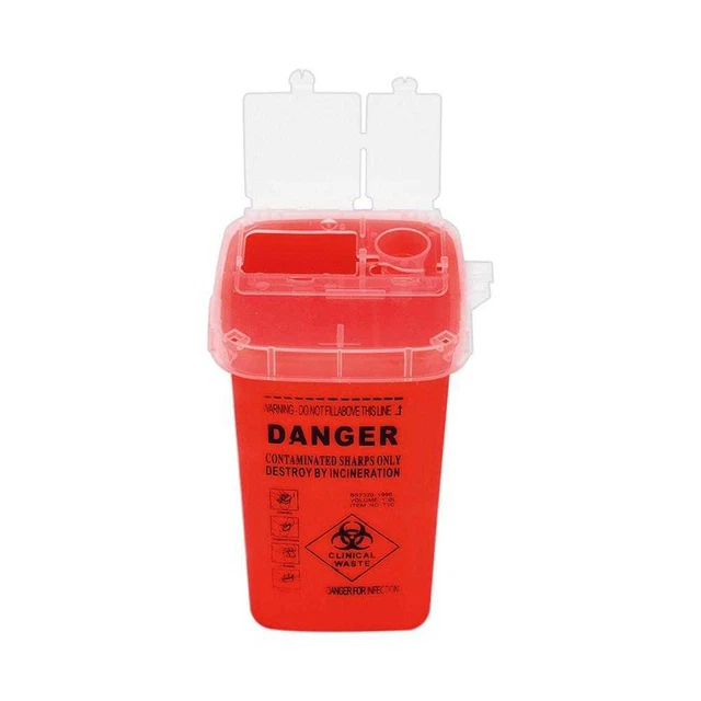 Sharps Bin Medical Biohazard Piercing Needles Tattoo Waste Box (Red) CA
