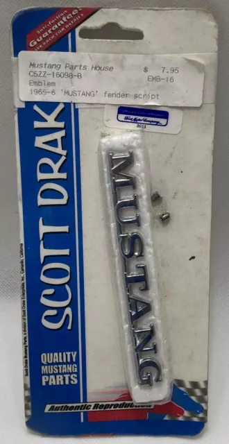 C5ZZ-16098-B Scott Drake Fender/Trunk Letter Emblem 65-6 Mustang NOS On Card