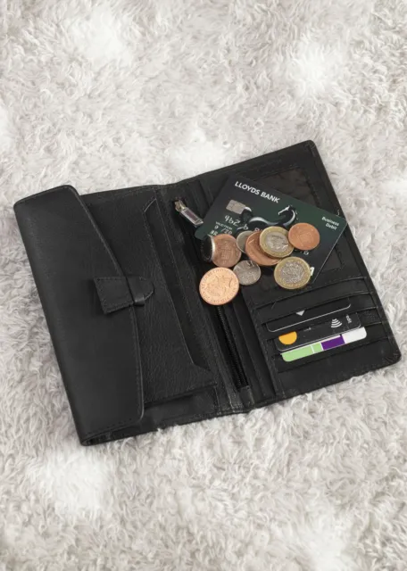 Men's Premium Black Leather Large Jacket Wallet Long Wallets for Men Gifts